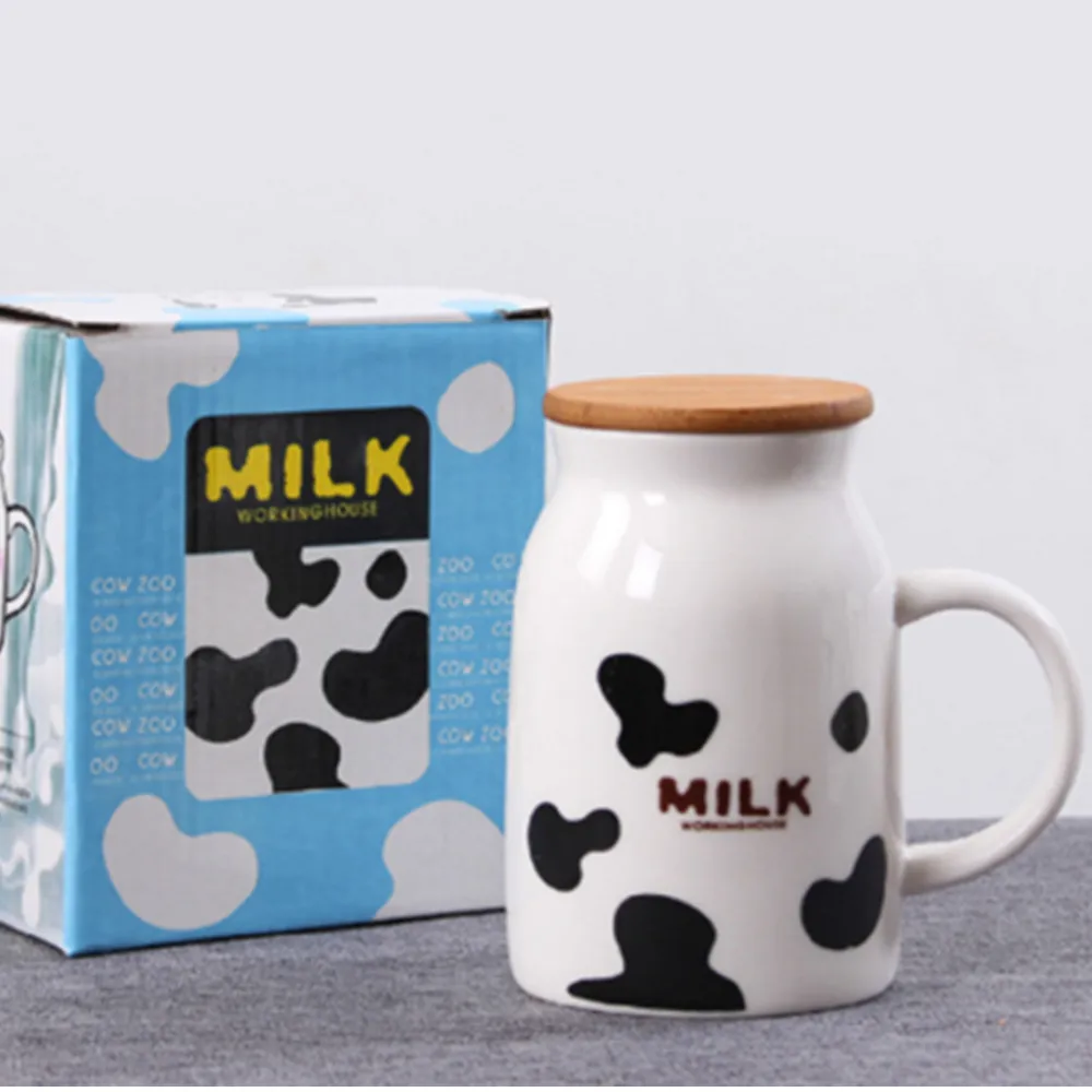 250ML Hot Groceries Creative3D cow style Breakfast Milk Coffee Ceramic Cup Promotional Gifts White Ceramic Cup