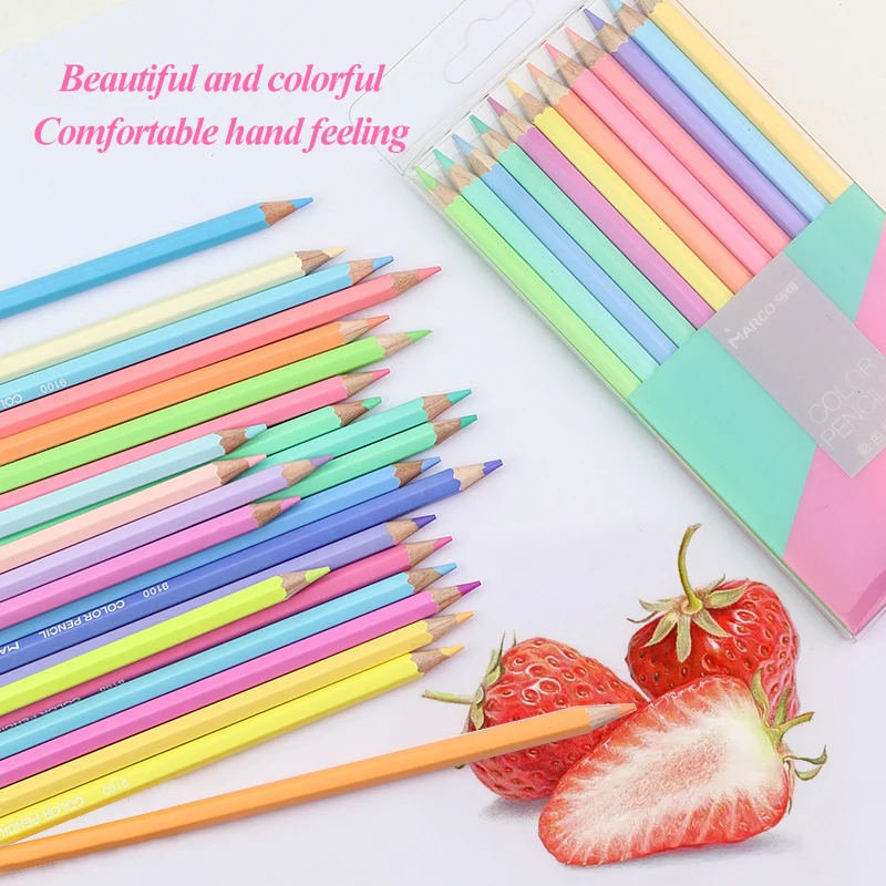 Marco Macaron Series Colored Pencils Non-toxic Color Pencil lapis de cor Art Painting Color Pencil Stationery 9100 12Colors