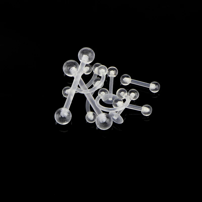 10Pcs/Set Transparent Acrylic Nipple Ring Soft Clear Bar Tongue Piercing Tongue Ring Helix Piercing Sex Jewelry