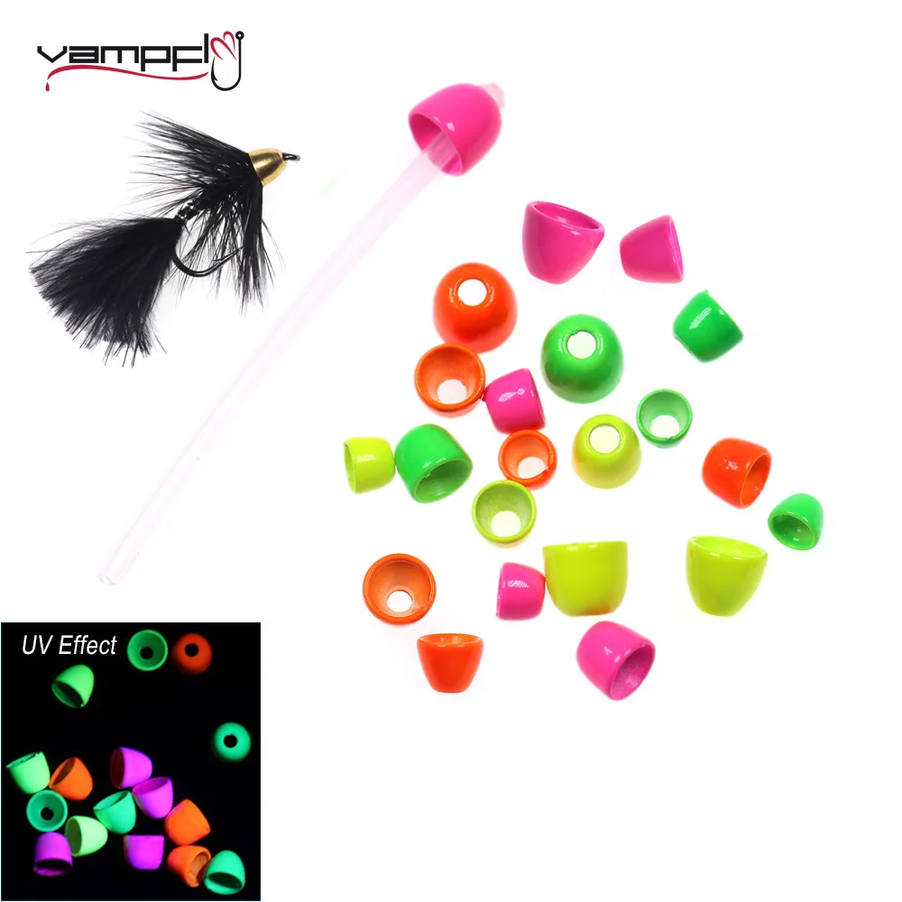 10pcs/40pcs Fishing Fly Tying UV Brass Cone Head Beads For Tying Woolly Bugger Minnow Streamer Saltwater Tube Fly Tying Material