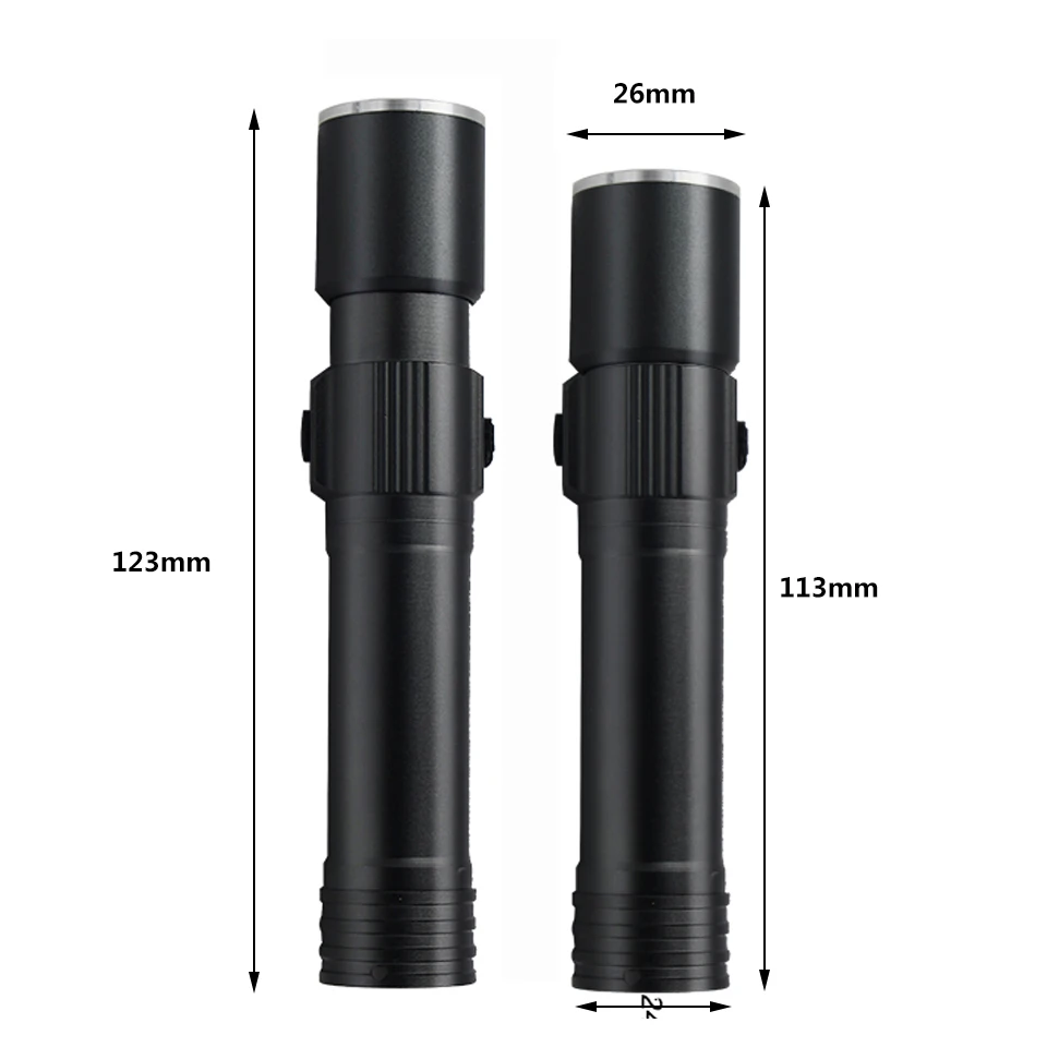 XM-L T6 Tail Magnet Built in 18650 Battery Led Flashlight Working Light Torch Zoomable Aluminum Waterproof for Camping Lantern