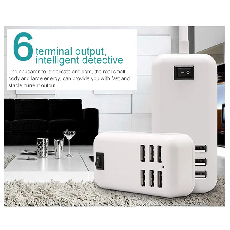 EU/US 4A/3A Plug Wall Dock Fast Charging Extension Power Adapter for iPhone 12 11 X Huawei Phone Tablet USB Charger HUB 6 Ports