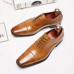 2024 Business New Fashion Men Dress Shoes Leather Men Wedding Oxford Shoes Lace-Up Office Suit Men's Casual Shoes Luxury Formal