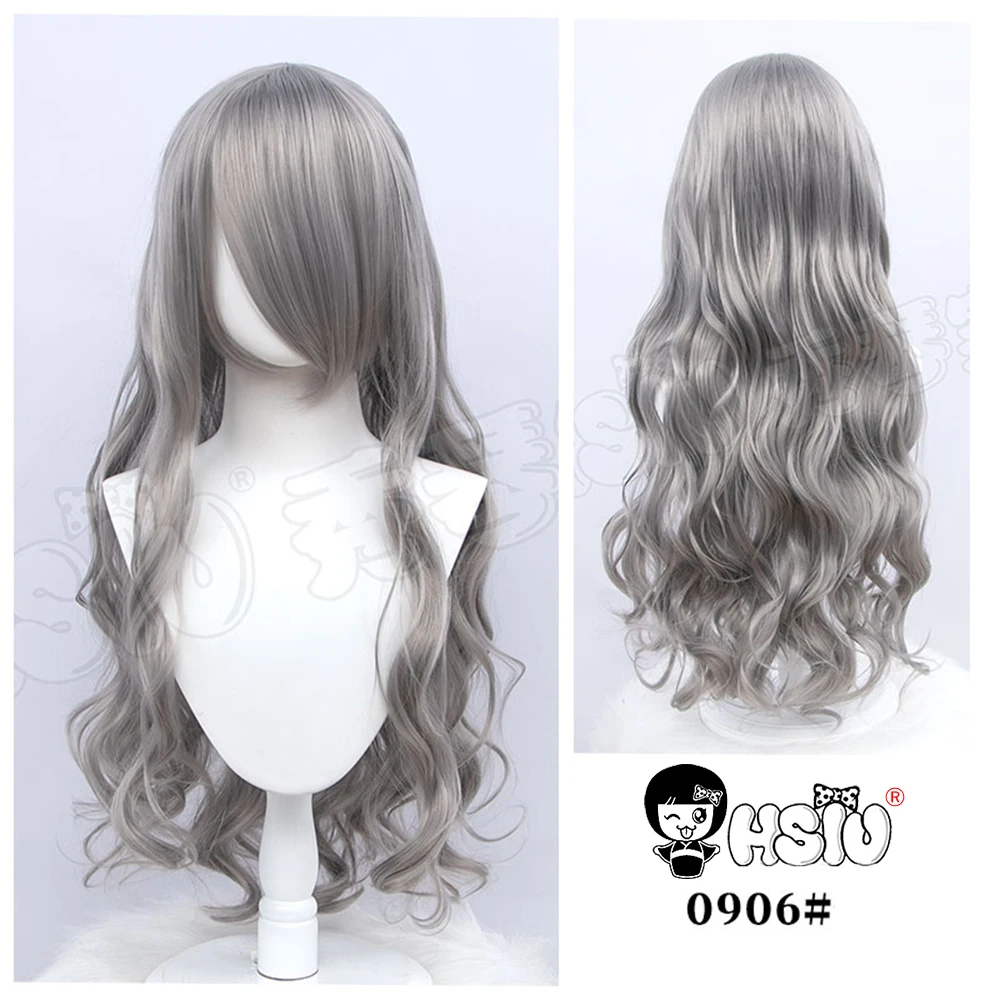 HSIU cosplay Synthetic wig 75cm 29.5in multi-color Long curly hair pink blue red purple silver Party curly Wigs + free wig cap