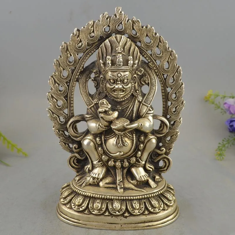 

Chinese Silver Seat Jambhala Wealth God Buddha Backlight Statue