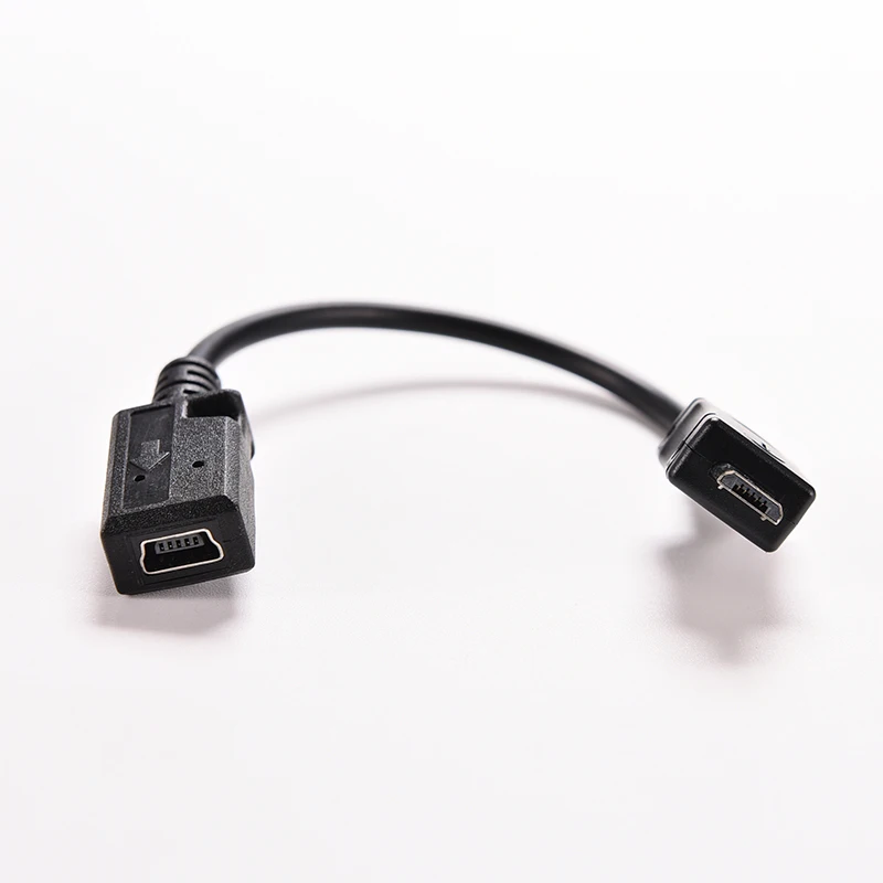 10cm Mini USB Female To Micro USB Male Connector Data Transfer Cable For Phones MP3 MP4 0.1M Black Color