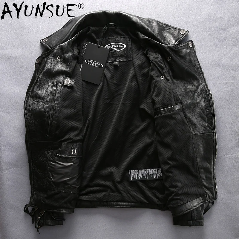 Quality High Leather Jacket Men Streetwear Motorcycle Jackets Coawhide Coat Fashion Mens Clothing De Cuero Genuino 2021 WPY3849