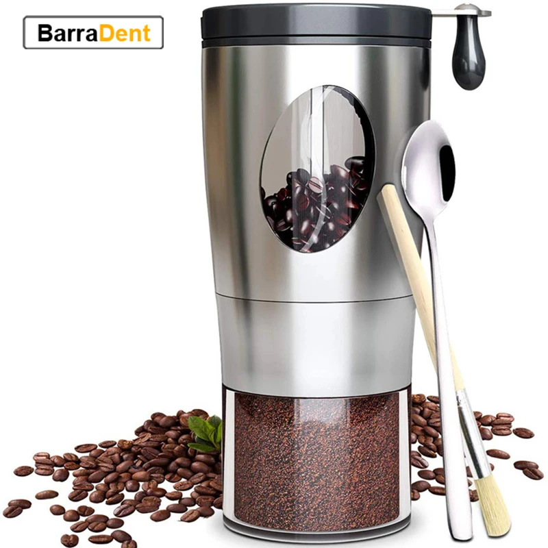 Stainless Steel Portable Coffee Bean Hand Milling Machine Manual Ceramic Burr Coffee Grinder With Adjustable Settings