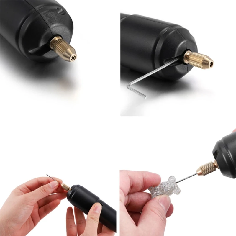 Mini perceuse électrique USB noire, avec mèches pour résine plastique bois polymère argile bijoux pendentif fournitures fabrication