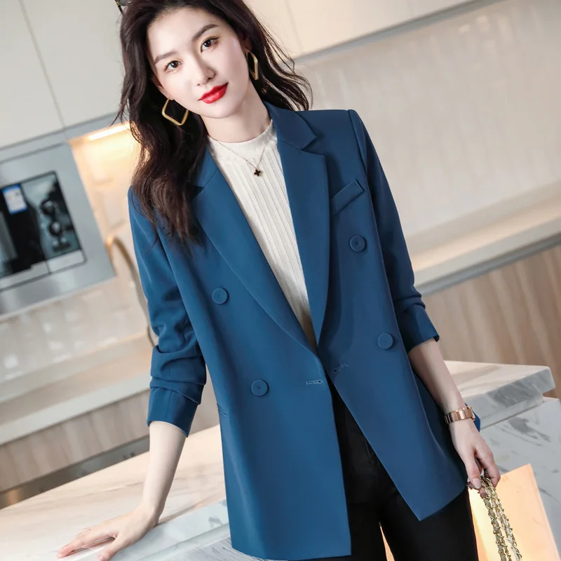 2023 Mode Pak Jassen Vrouwelijke Lente Herfst Blazers Jassen Womens Kleding Office Lady Double-Breasted Blazer Jassen D443