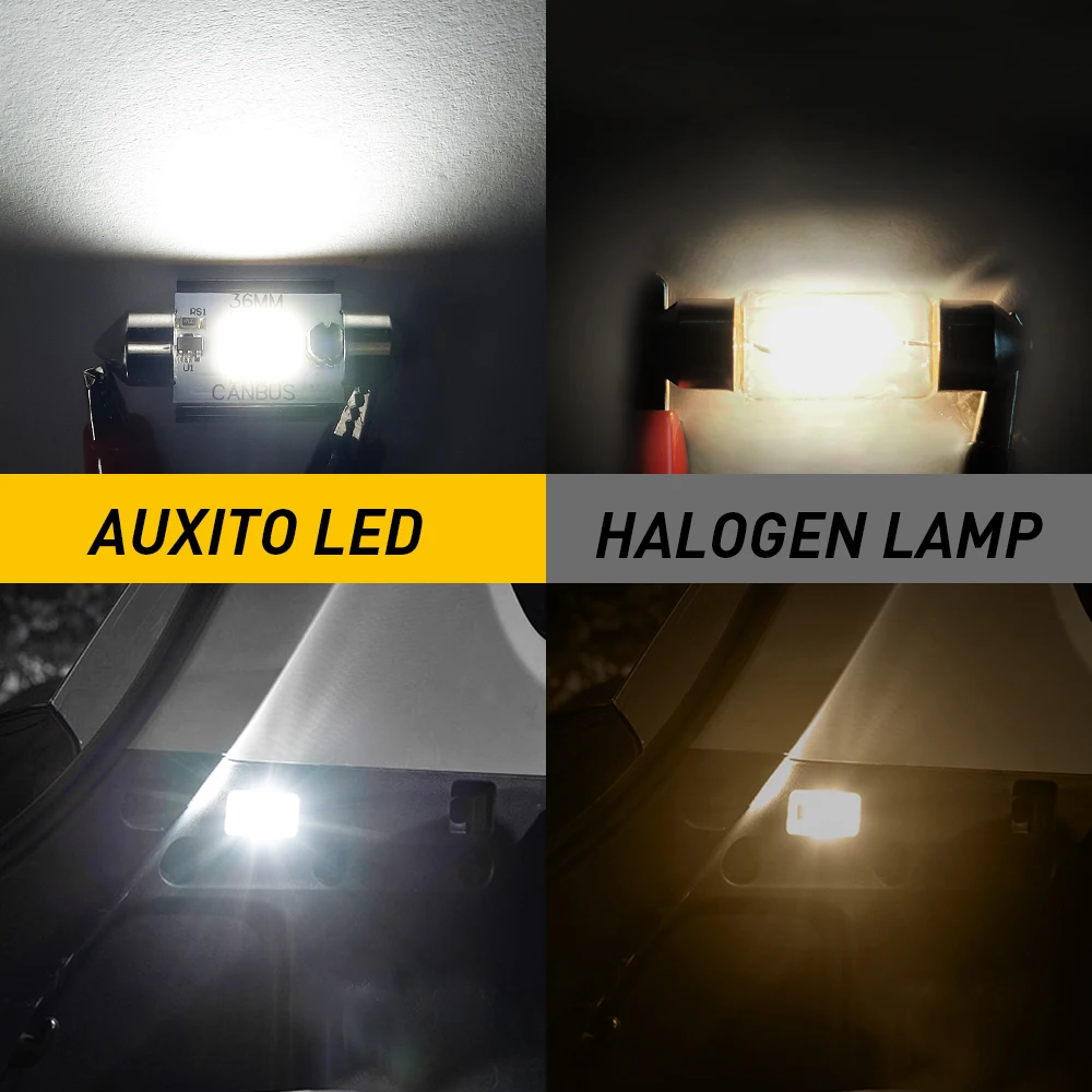 Auxito-lâmpada led canbus c5w e c10w, 2 peças, lâmpada led de 31, 36, 41 e 41mm, luz interior do carro com chip 3020, livre de erro, 6000k