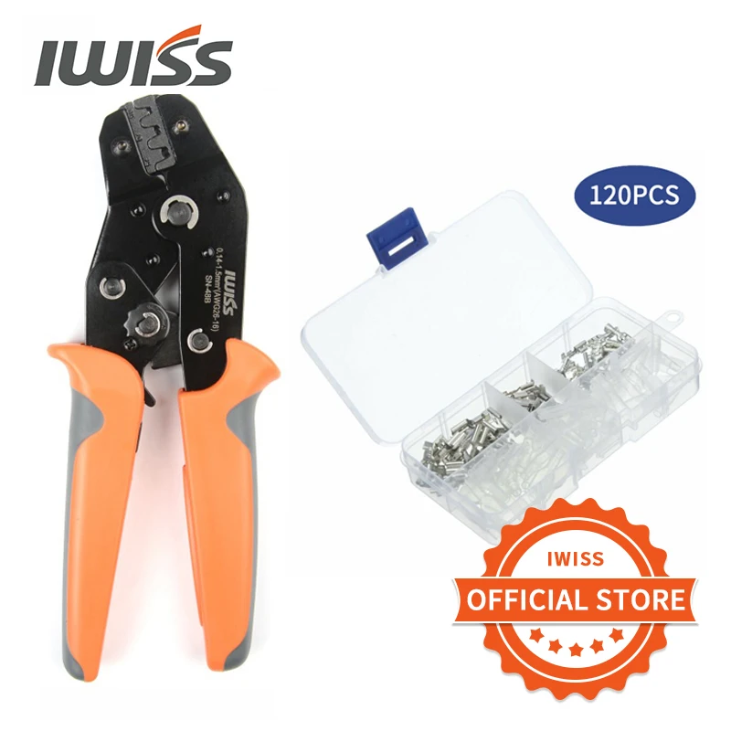 IWISS SN-48B Pin crimm pin g Tools Set 3.96/4.8/5.08/6.3mm 26-16AWG Kit pinza crimpatrice 0.5-1.5mm ² per terminali Open Barrel