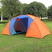 3-4 Person Camping Tent Two Bedroom Double Layer 210D Oxford Waterproof Large Family Tourist Tent for Party Hiking 430*220*175cm