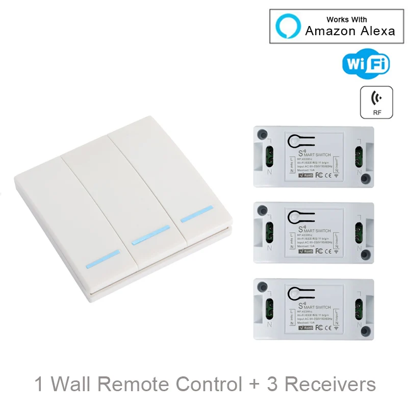 

QIACHIP WiFi tuya Smart Switch Wireless Remote Control Light Timer Relay Switches AC 110V 220V Smart Home Work With Alexa