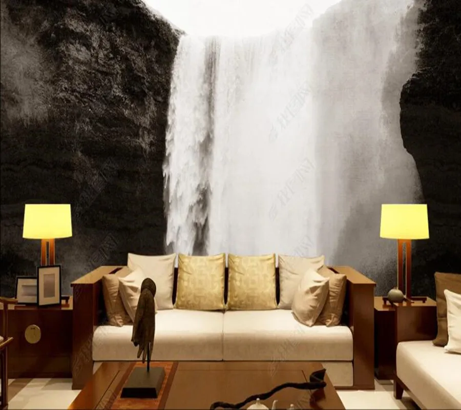 

Papel de parede Artistic conception ink landscape waterfall 3d wallpaper mural,iving room tv wall bedroom wall papers home decor