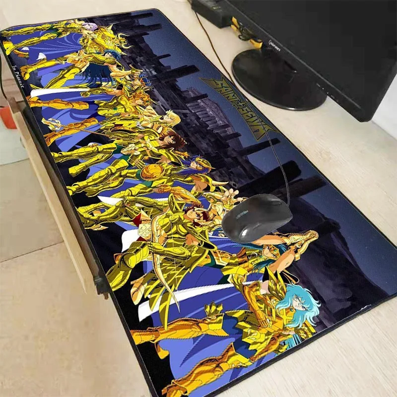 

MRGBEST Extra Large Mouse Pad Gaming Mousepad Anime Saint Seiya Gold Saints Natural Rubber with Locking Edge Gaming Mouse Mat