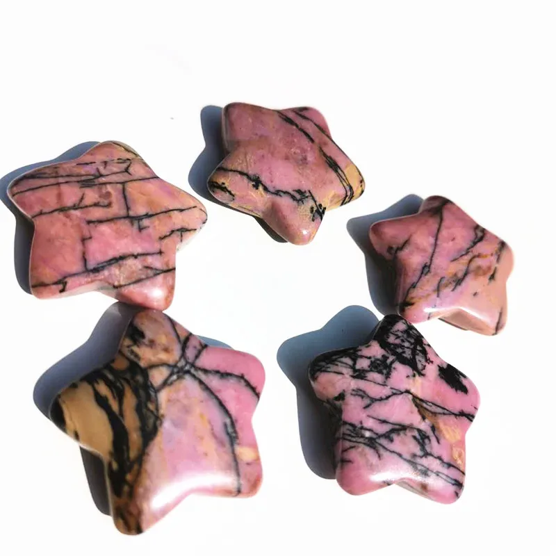 30mm Natural Rhodonite Crystal Gemstone Star Meditation Healing Chakra Polished crystal Gifts