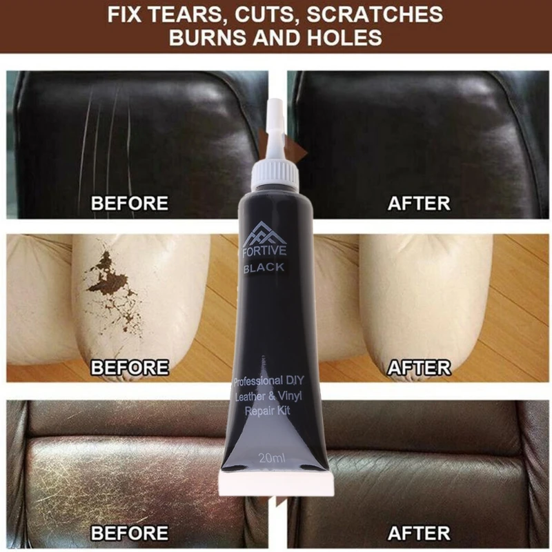 Leather and Vinyl Repair Kit - Furniture, Couch, Car Seats, Sofa, Jacket, Purse, Belt, Shoes, Genuine, Bonded, PU, No Heat