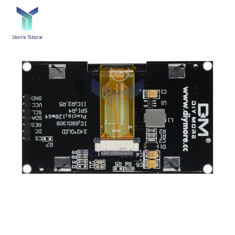 2.42 นิ้ว 2.42 "โมดูลแสดงผล OLED 128x64 จอแสดงผล LCD HD หน้าจอโมดูล IC I2C SPI Serial SSD1309 สําหรับ Arduino