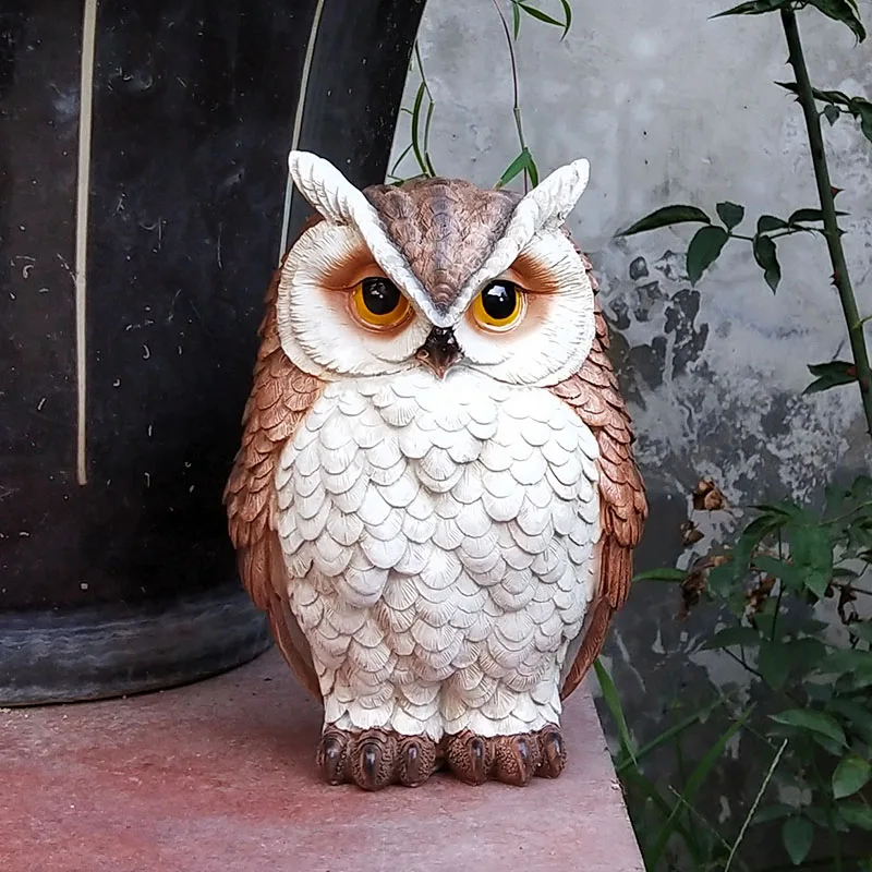 

Creative Resin Animal Owl Sculpture Ornaments Home Garden Decoration Art Simulation Animal Model Figurines Pastoral Accessories