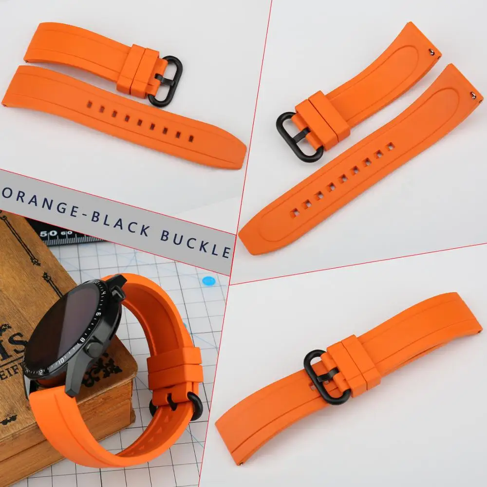 Quick Release Watch Bands 20mm 22mm Watch Accessories Orange Sport Rubber Watch Strap Case For Smart Watch Band