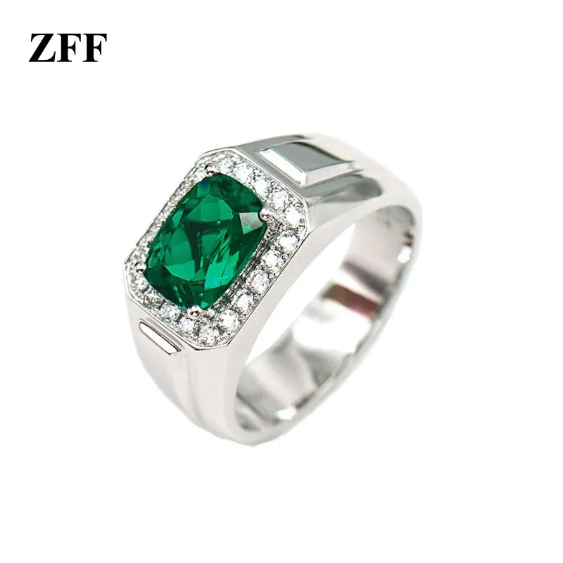 

Lab Grown Emerald Ring Sterling 10K Gold Created Sapphire Gemstone for Man Women Party Birthday Jewelry Gift