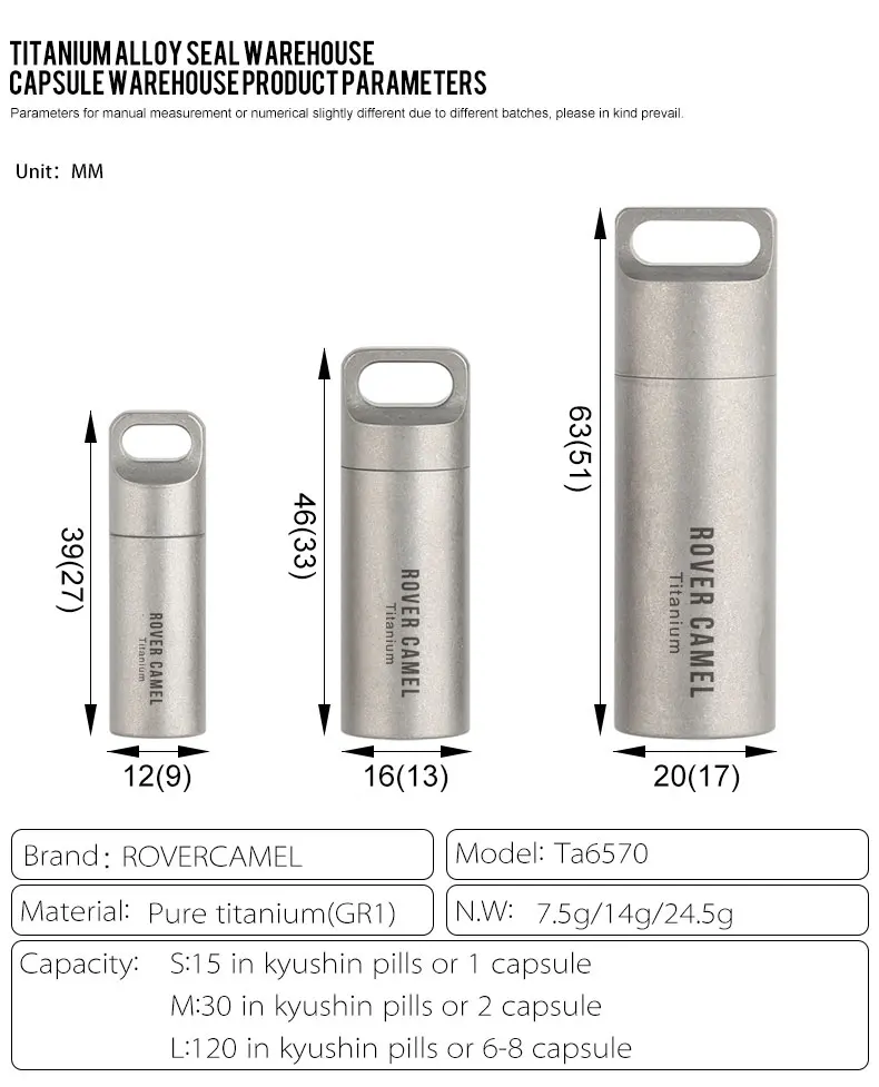 Portable Pill Box Titanium Metal Small Pill Case Keychain for Pocket Purse Outdoor Travel Camping Waterproof Pill box