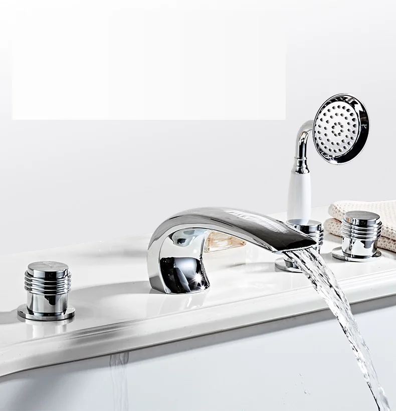 MTTUZK European split double handle three-hole brass chrome finish basin faucet hot and cold wash basin waterfall Tub faucet