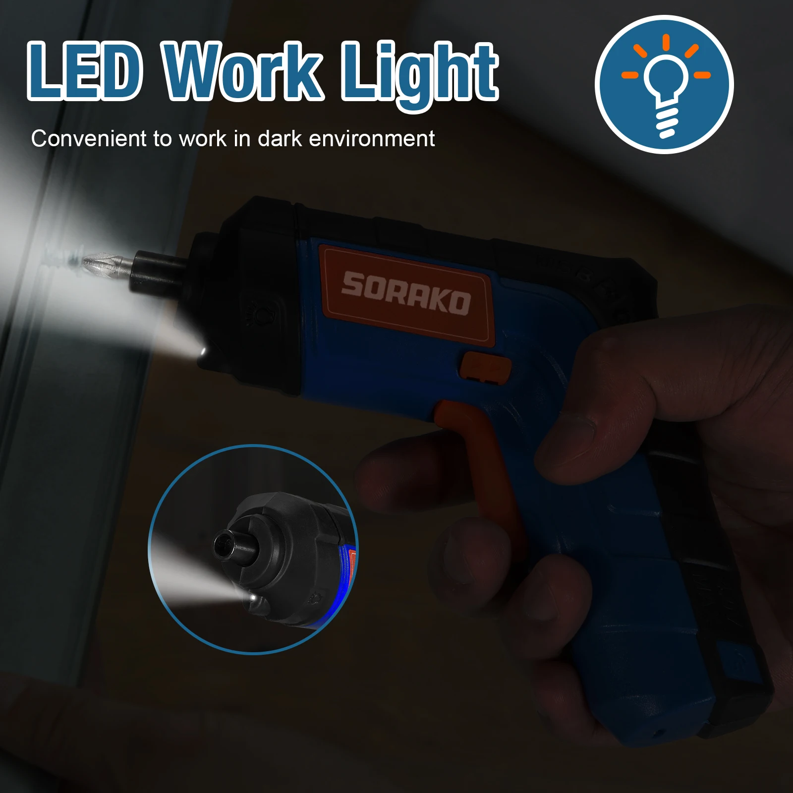 Chave de fenda elétrica, sorako 3.6v sem fio chave de fenda 6nm, conjunto de chave de fenda de energia recarregável, bateria de iões de lítio 2.0ah, luz led