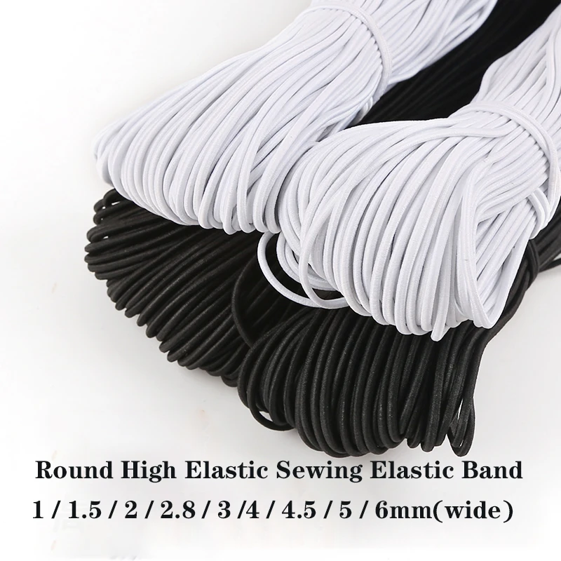 1-6mm White/black Round High Elastic Sewing Elastic Band Rubber Band Elastic Line Waist Band Stretch Rope  DIY Sewing Accessorie