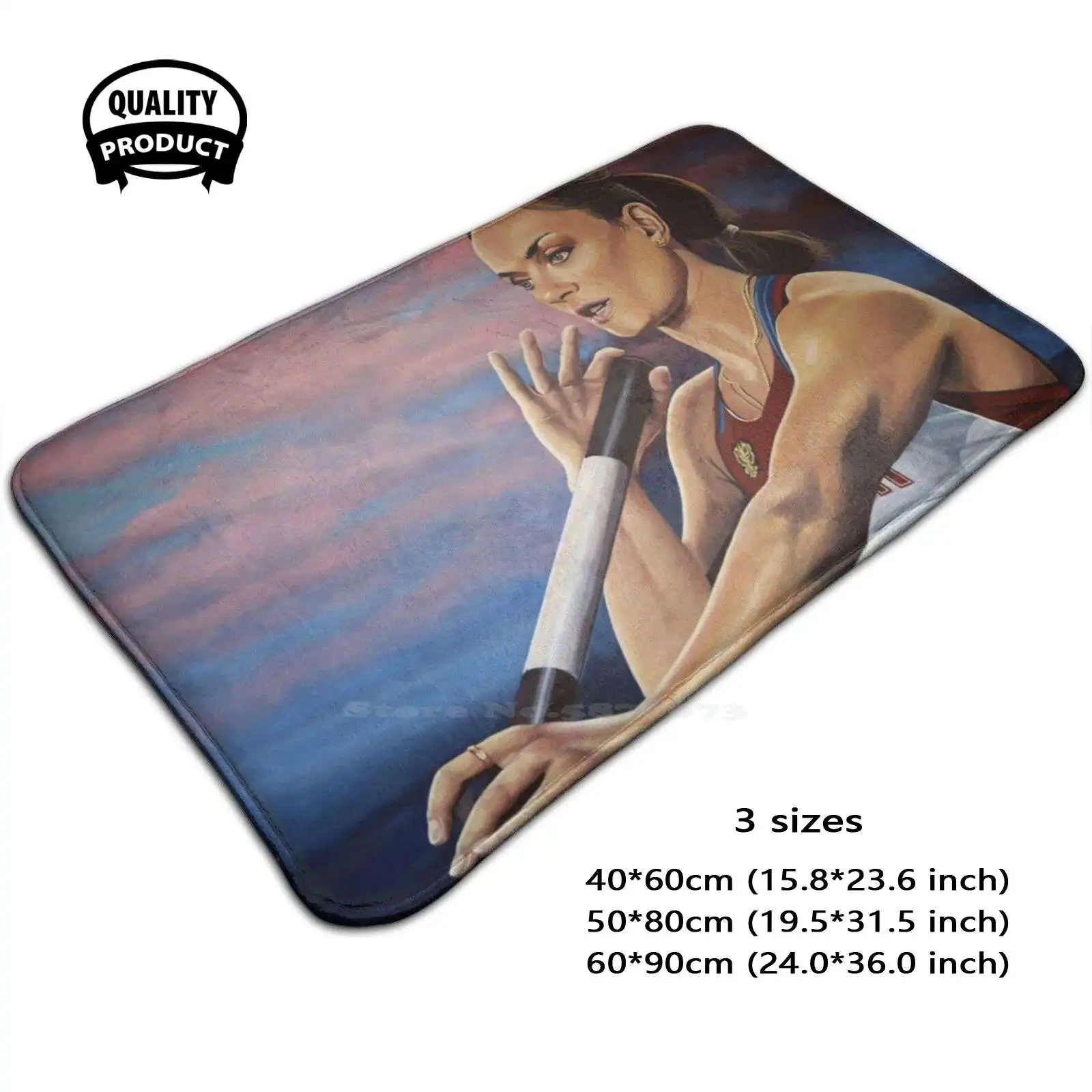 Yelena Painting Soft Cushion Home Carpet Door Mat Car Rug Yelena Russian Pole Gold Medalist Paul Meijering Track And Field