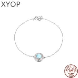 Fashion Retro Style Elegant 925 Sterling Silver Natural Gemstone Larimar Bracelet Bangle TRENDY Jewelry Gift for Women