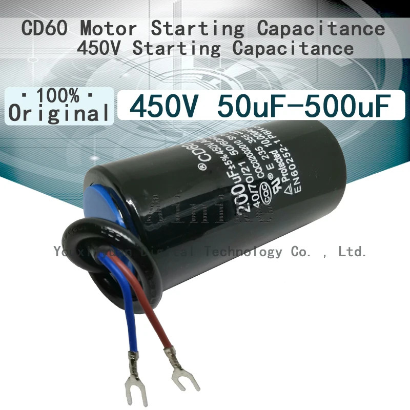 CD60 Motor Starting Capacitance 450V 50uF 75uF 100uf 150uF 200uF 250uF 300uF 350uF 400uF 450uF 500uF 450V Starting Capacitance