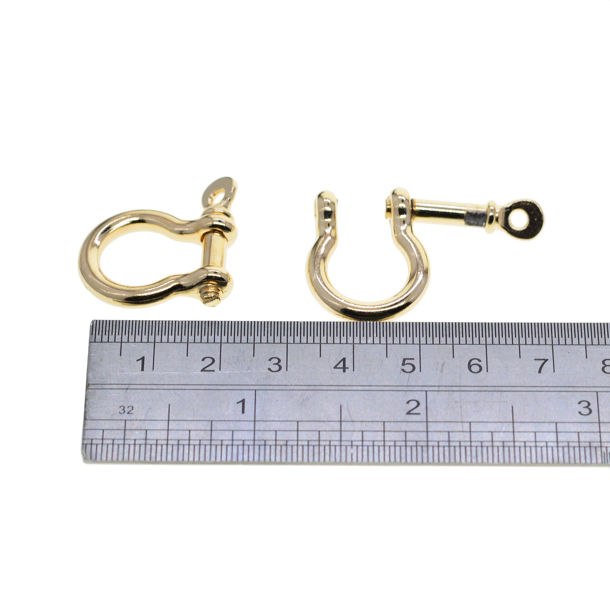 wholesale 50 Gold alloy screw pin lock U hook shackle leather bangle connector joint horse shoe keychain lanyard FOB EDC DIY