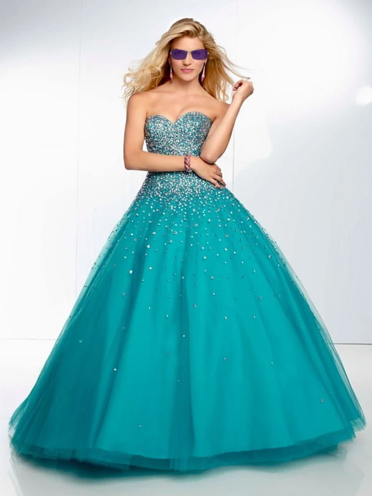 Fluorescerend Groen Jurken Crystal Party Prom Organza Baljurk Sweetheart Quinceanera Dress Formele Vrouwen Jurk