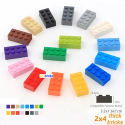 200pcs DIY Building Blocks 2x4 Dot Thick Figures Bricks Educational Creative Size Compatible With 3001 Plastic Toys for Children