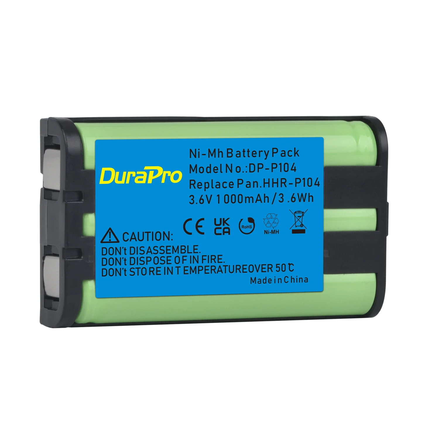 1000mAh HHR-P104 Batterie pour Panasonic RHS P104 HHR-P104A Téléphone Batterie KX-TGA520M, KX FG6550 FPG391 TG2388B TG2396 TG2300