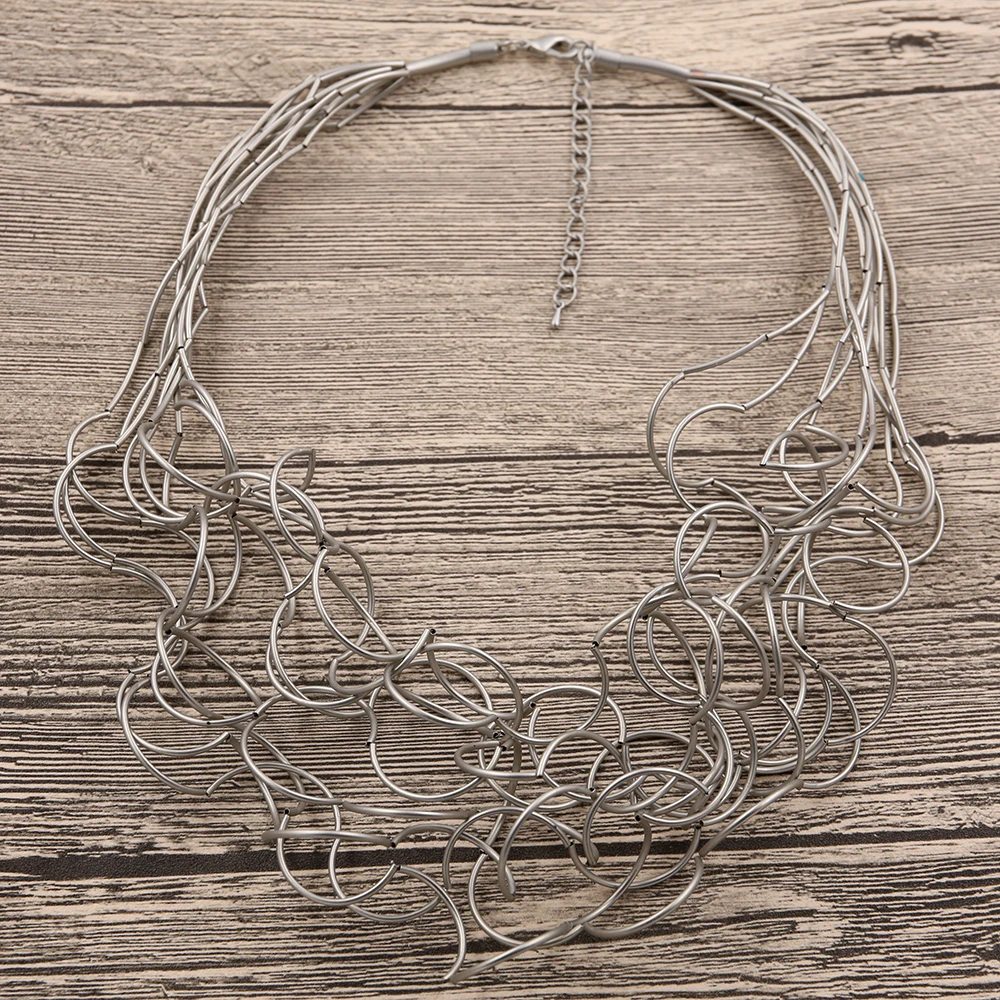 STRATHSPEY Mode Neue Lange Unregelmäßige Kupfer Rohr Halskette Für Frauen Aussage Chunky Multi Lay Schmuck – Detail 10