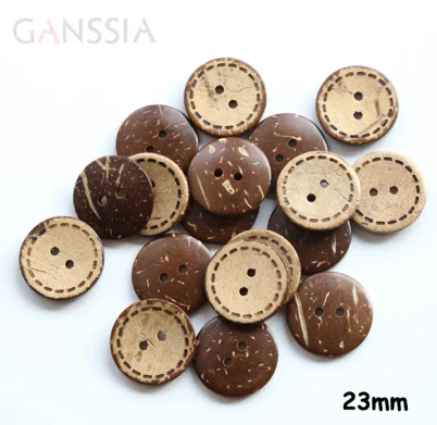 50pcs/lot Size:23mm(7/8'') Wooden Coconut Shell 2 Holes natural Sewing Buttons for garment DIY Scrapbooking (kk-350)