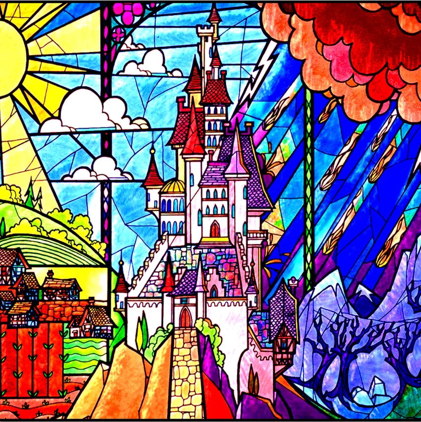 

8x8FT Clouds Castle Beauty Beast House Custom Backgrounds Photo Studio Backdrops Vinyl 240cm x 240cm