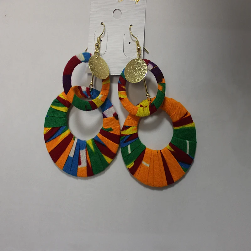 Trendy African Fabric Earrings Handmade Earrings For Women Party Gift African Print Ankara Big Oversized Drop Earrings Bohemian