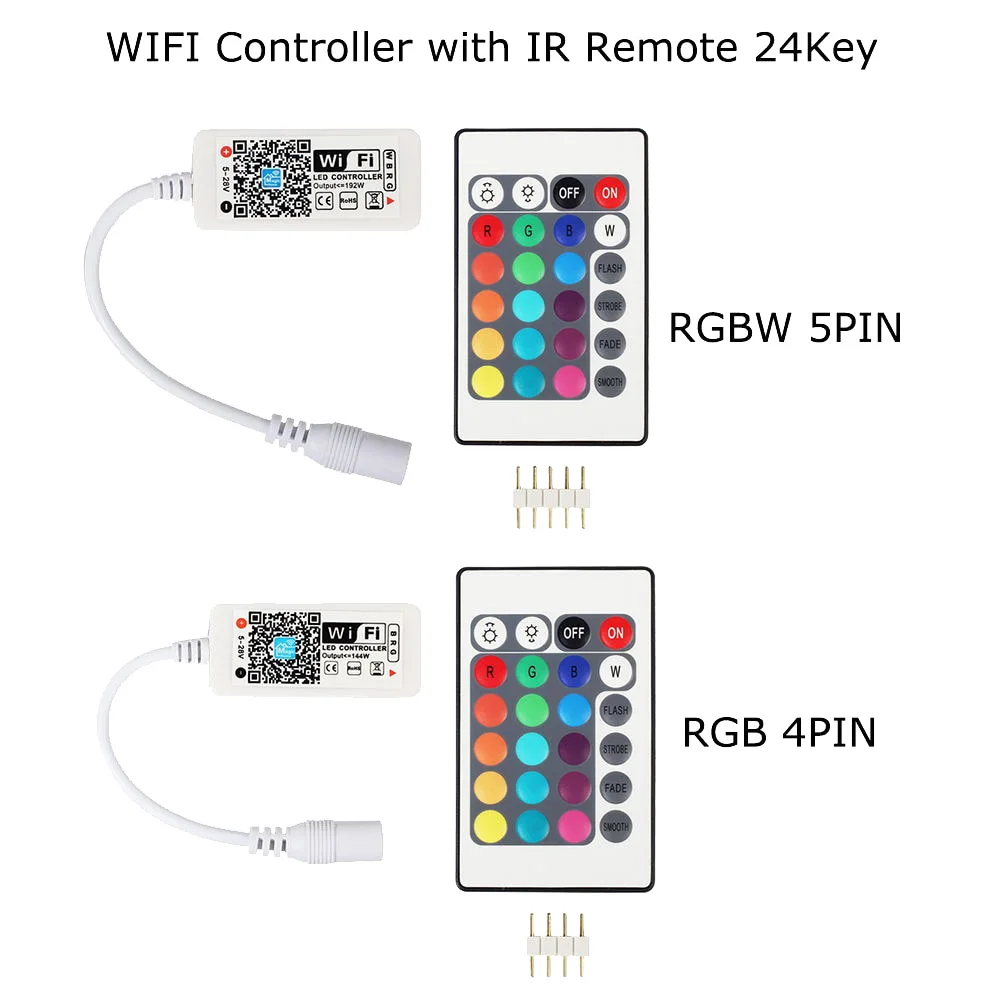 Contrôleur Wifi RGB / RGBW 16 millions de couleurs pour Smartphone, Mode musique et minuterie, maison magique