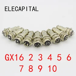 1set GX16-2/3/4/5/6/7/8/9 Pin Male & Female Diameter 16mm Wire Panel Connector GX16 Circular Connector Aviation Socket Plug