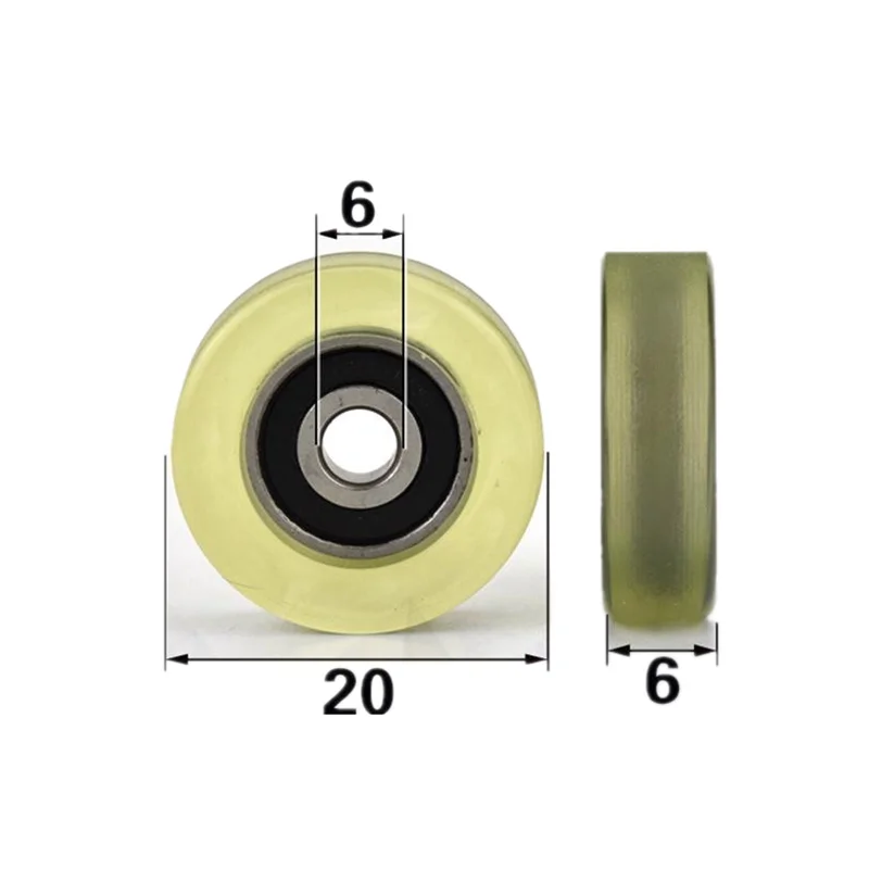 10pcs/50pcs 6*20*6mm Polyurethane PU 696 696RS Low Noise Roller Bearing Friction Pulley 6x20x6mm