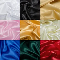 Imitated Silk Satin Fabric By the Yard Lining Cloth Material for Sewing Dress,Curtain,Solid Black White Blue Gold Green