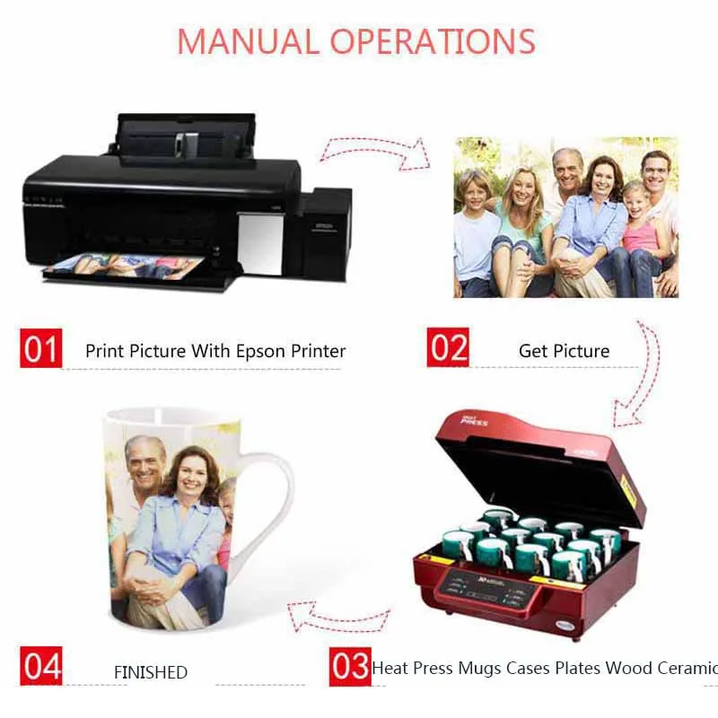 Fastshipping A3 ST-3042 3D Sublimation Vacuum Machine Heat Press Printer for Cases Mugs Plates Glasses Wood