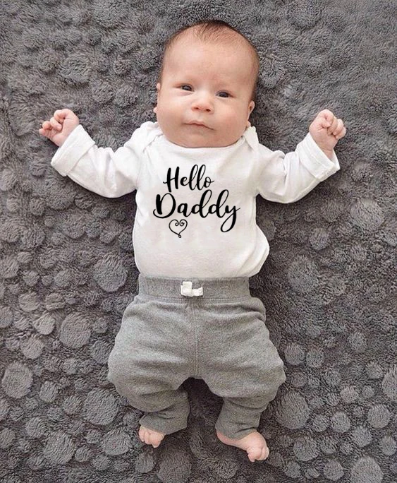 

Комбинезон унисекс, с длинным рукавом, с принтом Hello Daddy, для новорожденных