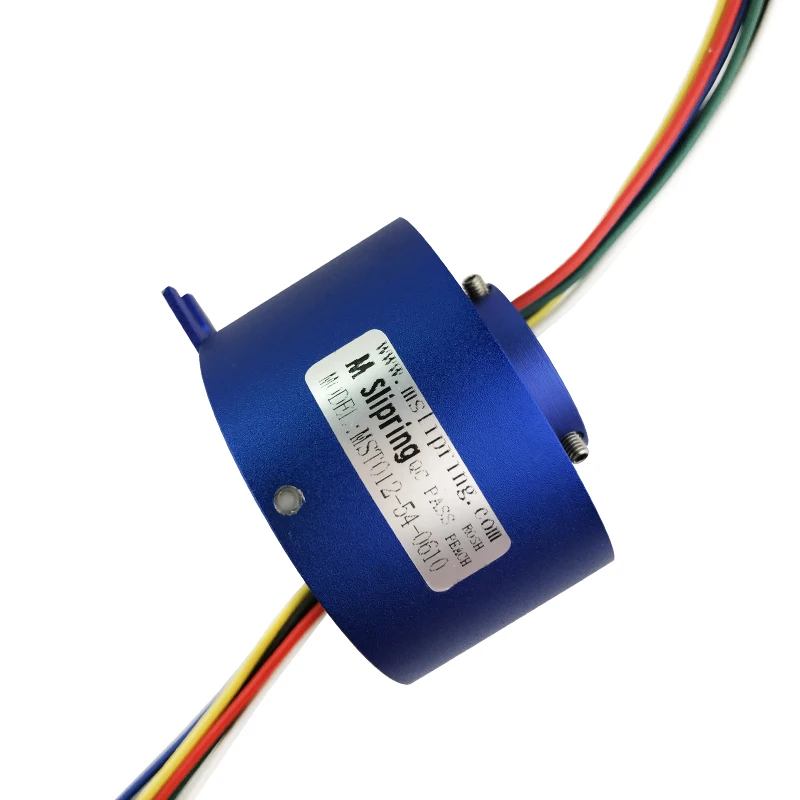 Hollow shaft slip ring hole Diameter 12.7mm 2 / 4 / 6 / 12 Channels 10A OD 54mm automatic arm rotary pedestal Slip ring