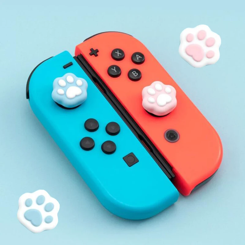 Pink Blue Cat Paw Thumb Stick Grip Cap Joystick Protective Cover for Nintend Switch NS Lite Joy-con Controller Thumbstick Case