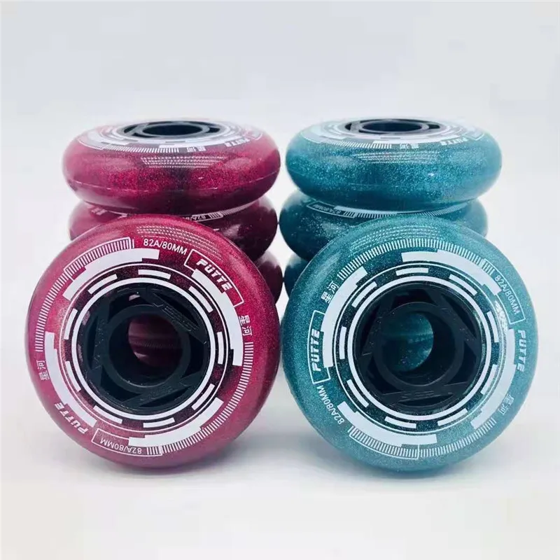 82A PUYEE Inline Skates Slalom Wheel with Blue Wine Red Tyre for SEBA Star River Super Elastic Durable Skating Rodas 64mm 80mm